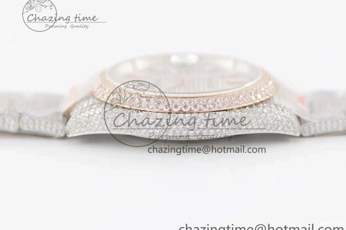 MiroTime 0601 Datejust 41 SS RG Full Diamonds TWF 1:1 Best Edition Diamonds Stick Markers Dial on Bracelet A Refined 2400